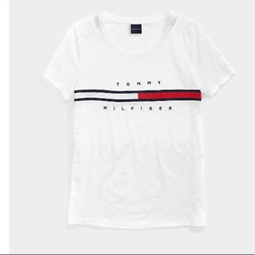 Tommy Hilfiger white cotton tee stripe signature